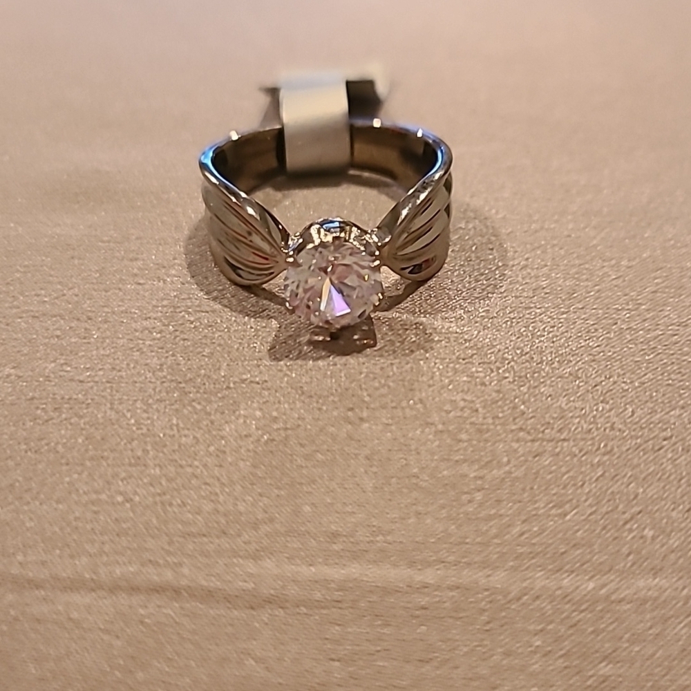 Cubic zirconia stainless steel wide band ring - Picture 8 of 8